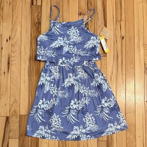 Charming Blue Floral Kids Dress - Girls L